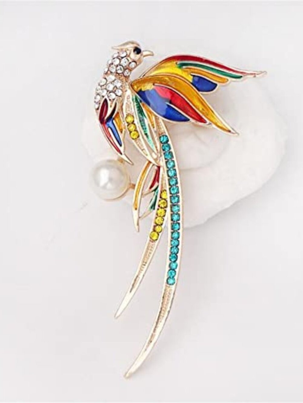 New - Crystal Colorful Phoenix Brooch Cute Rhinestone Animal Peacock Lapel Pin
